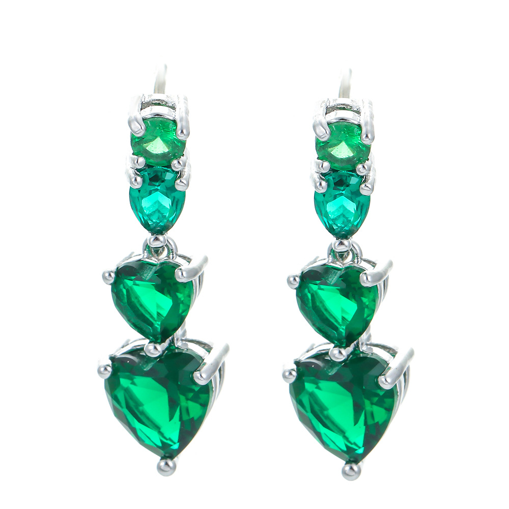 Drop Earrings Classification Fashion Heart Shape Copper Drop Earrings Inlay Zircon Copper Earrings