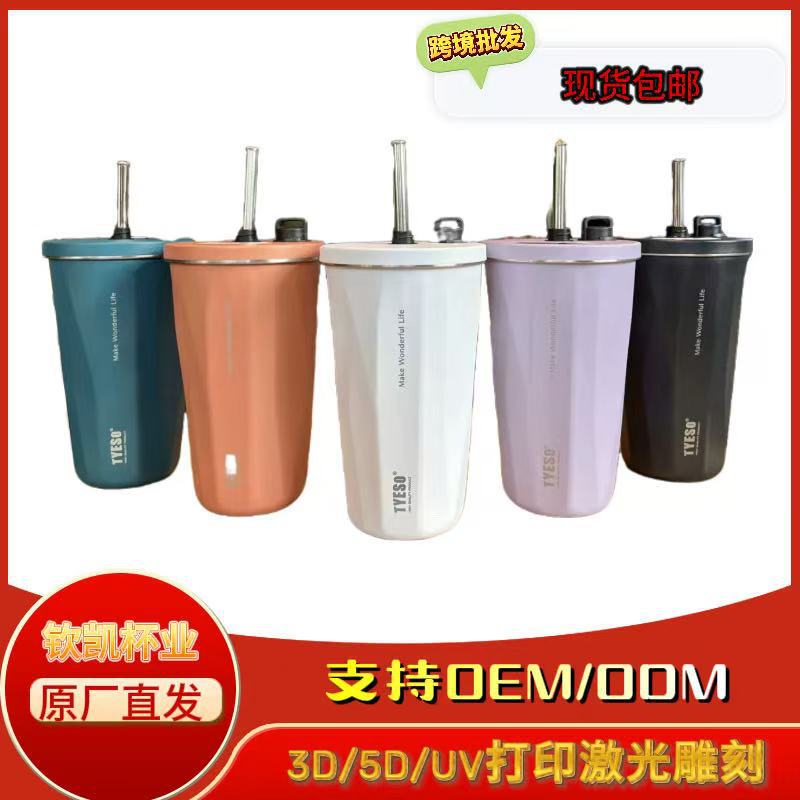 Tyeso Taishuo Internal and External Full 304 Gradient Trendyy New Stainless Steel Coffee Cup Thermal Insulation Car Straw Water Cup