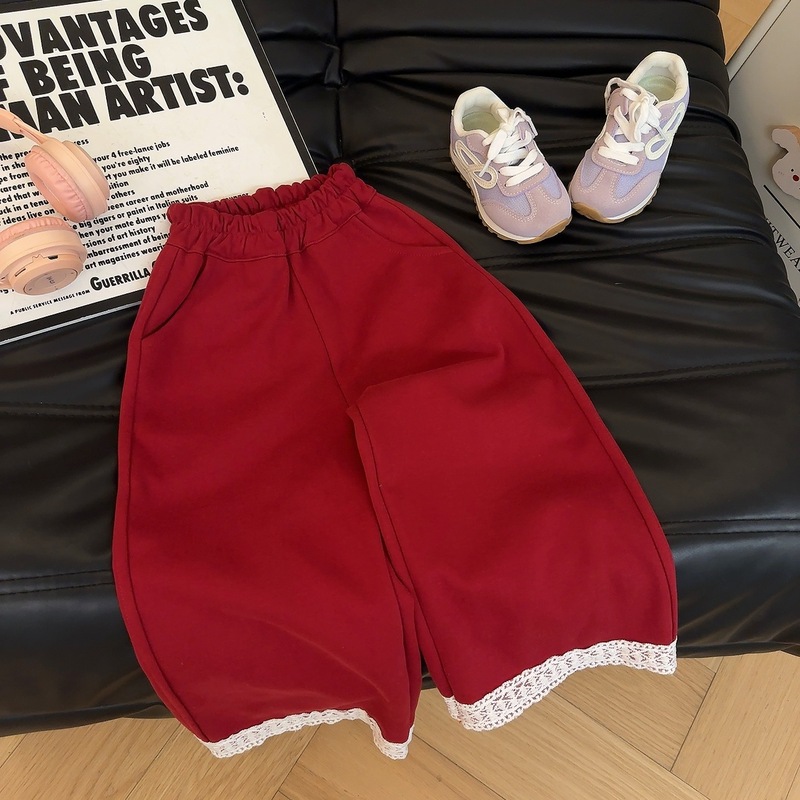 新款春秋季甜美儿童卫裤女童宽松百搭直筒休闲裤|undefined