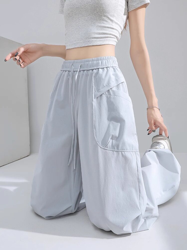 Quần culottes nữ ống rộng cạp cao chất liệu băng lụa mềm rủ — Quần trắng 99