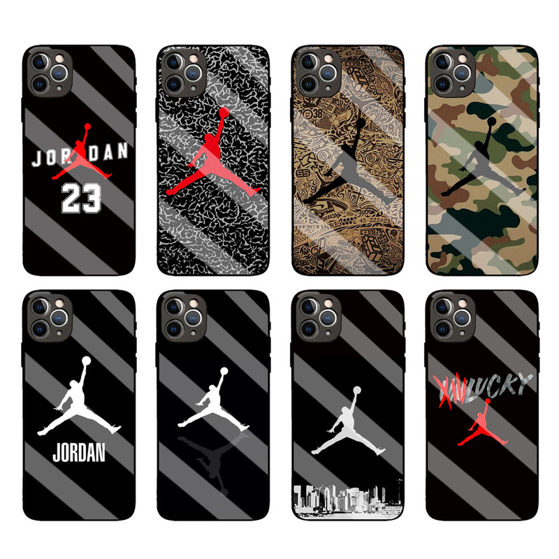 16 Trendy Jordan Glass Phone Case 17 Suitable for iPhone 15 Pro Max Cover 13 Glossy Shell 14 for Men
