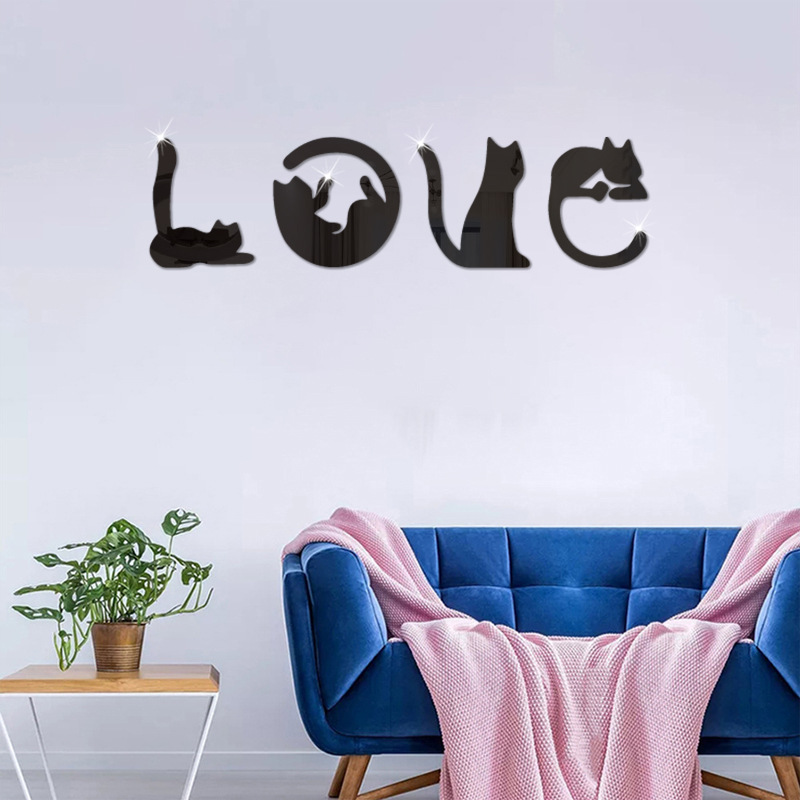 Akryldekoration för katt, kärlek, vardagsrum, sovrumsvägg, kreativ tomtemotiv, TV, ofa, fondvägg_voghion.com