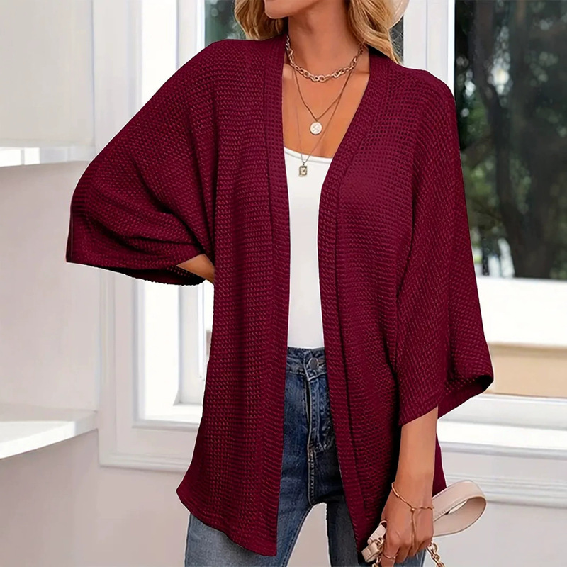 Amazon cross-border European and American plus-size women's clothing elegant loose simple spring and autumn knitted women's batwing cardigan Amazon cross-border European and American plus-size women's clothing elegant loose simple spring and autumn knitted women's batwing cardigan