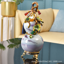 珐琅彩摆件福禄平安葫芦陈设玄关招财送礼乔迁厂陶瓷工艺品青花瓷