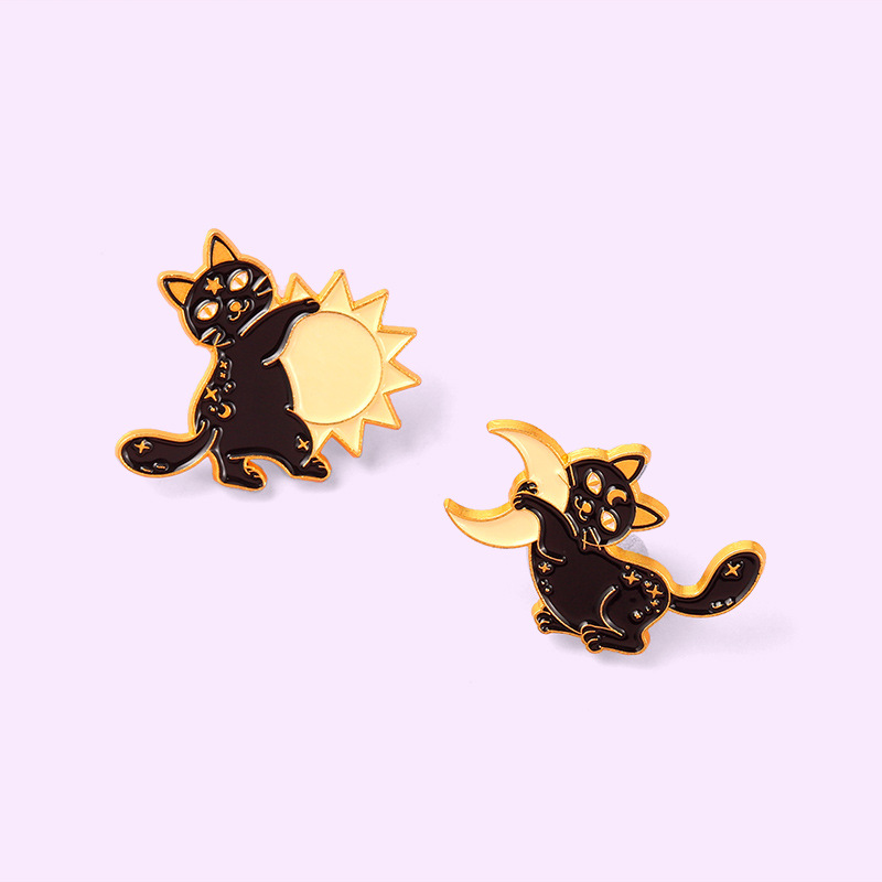 Fashion Sun Moon Cat Alloy Plating Unisex Brooches display picture 2