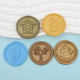 火漆蜡标贴纸海洋系列来图设计LOGO信封请柬印章封蜡火漆印章蜡标