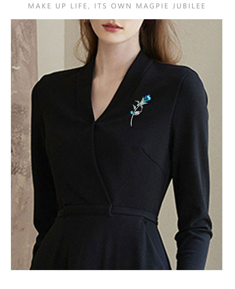 华丽质感水晶花朵品味非凡小众高级感花卉别针批发定制