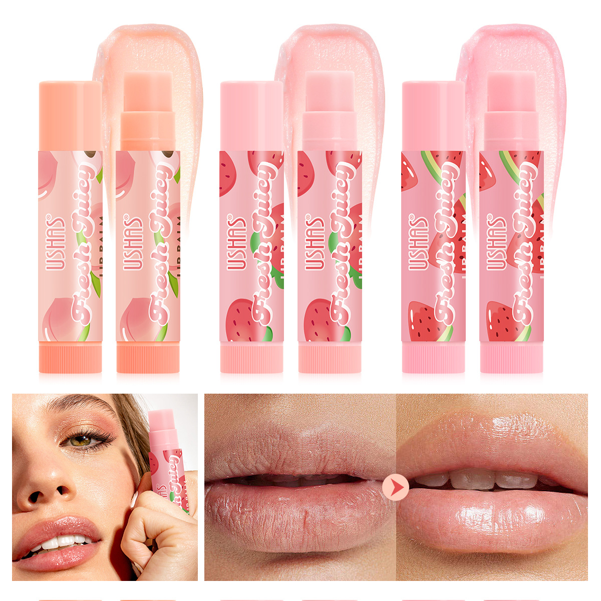(caja de exhibición) USHAS venta caliente transfronteriza fresco nuevo bálsamo labial humectante humidificante labial al por mayor UC099 image 4