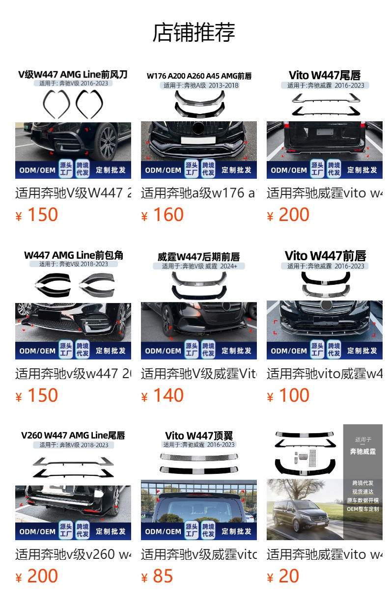 Suitable for Mercedes-Benz Vito Vito W447 2016-2023 Rear Lip and Tail Lip Rear Surround Lower Spoiler Modification Parts