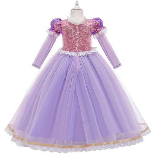  Autumn New Sophia Long Hair Princess Dress Sleeveless Formal Gown for Girls Birthday Party Performance