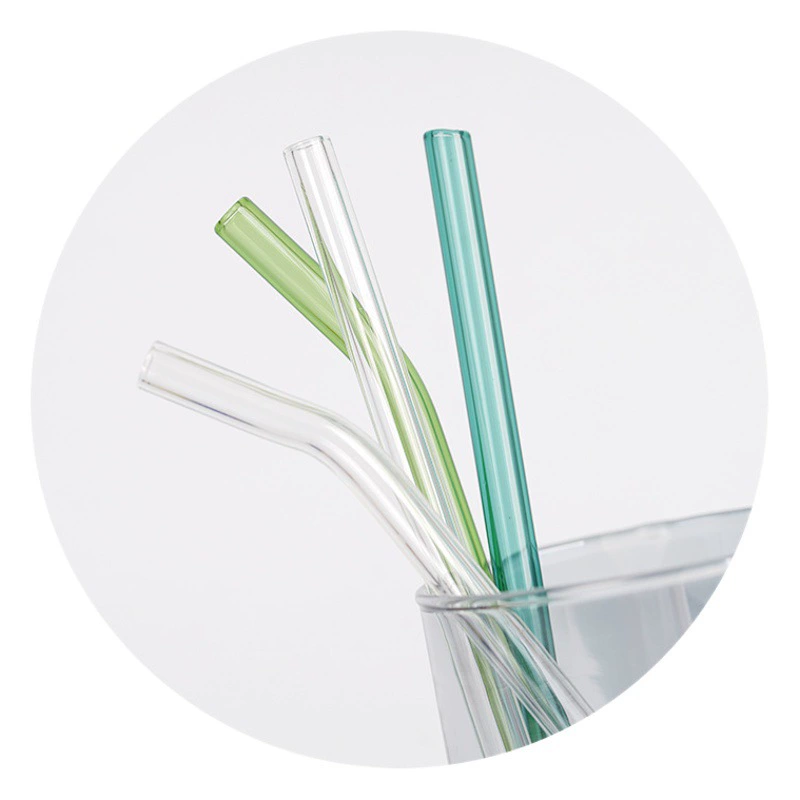 Производители стеклянной соломинки оптом прозрачный цвет термостойкий боросиликатный прямой изгиб трубы охрана окружающей среды Защита чая с молоком соломинка для напитков