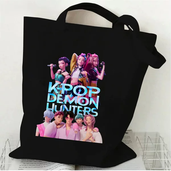 K-Pop Hunter Witch Group Movie Peripheral Printed Canvas Bag Female Ins Satchel Shoulder Fashion Student Canvas Bag
