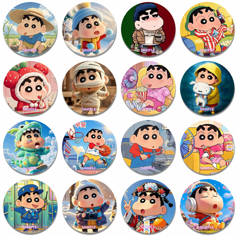 Crayon Shin-Chan Anime Merchandise Cartoon Badges Bag Charms Tinplate Badges Travel Souvenirs Crayon Shin-Chan Anime Merchandise Cartoon Badges Bag Charms Tinplate Badges Travel Souvenirs