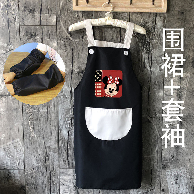 エプロン女性ファッションキッチン家庭用防水防油かわいい料理家事仕事大人男性印字ロゴ|undefined