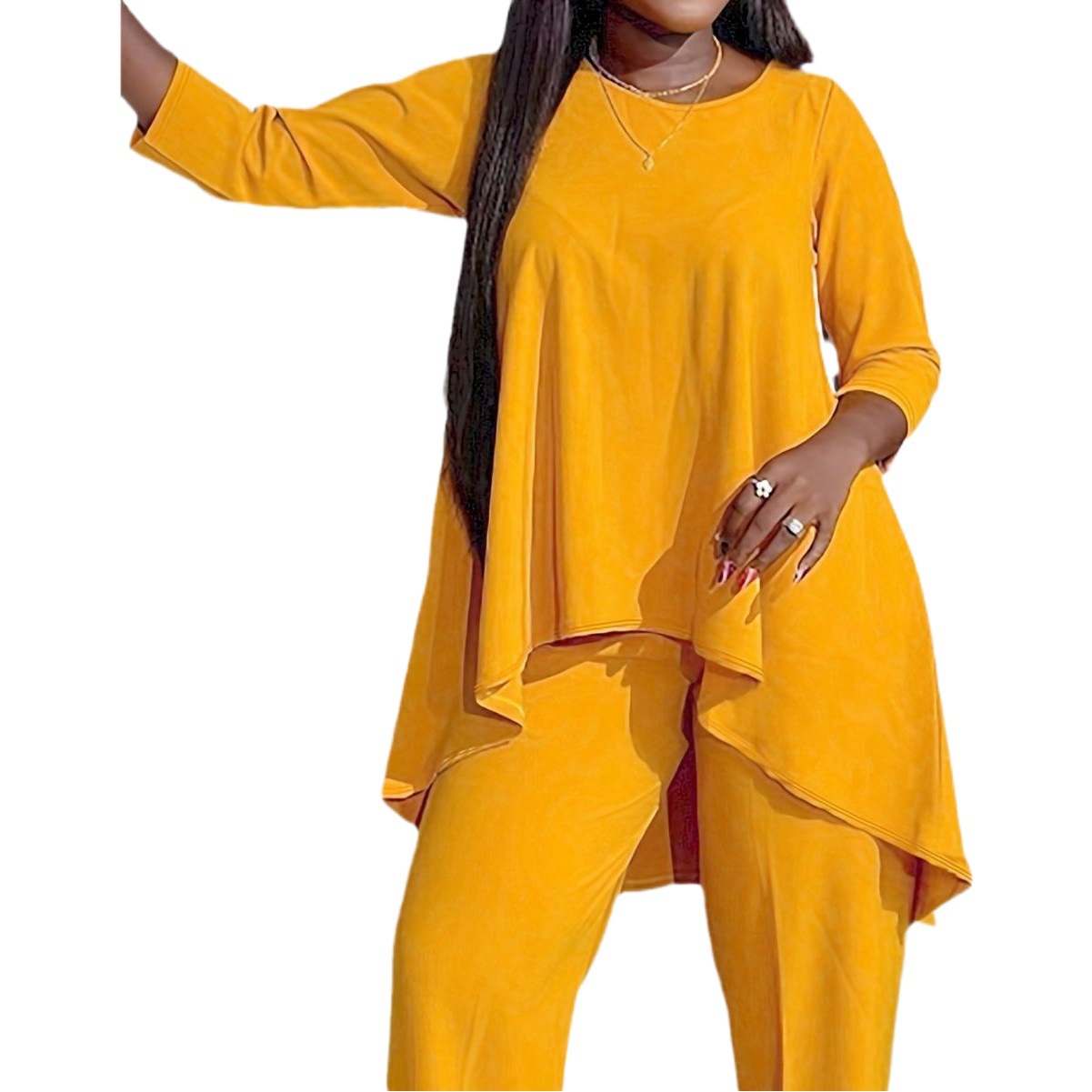 TB5821 Amazon cross-border new European and American fashion temperament plus size long sleeve two-piece set