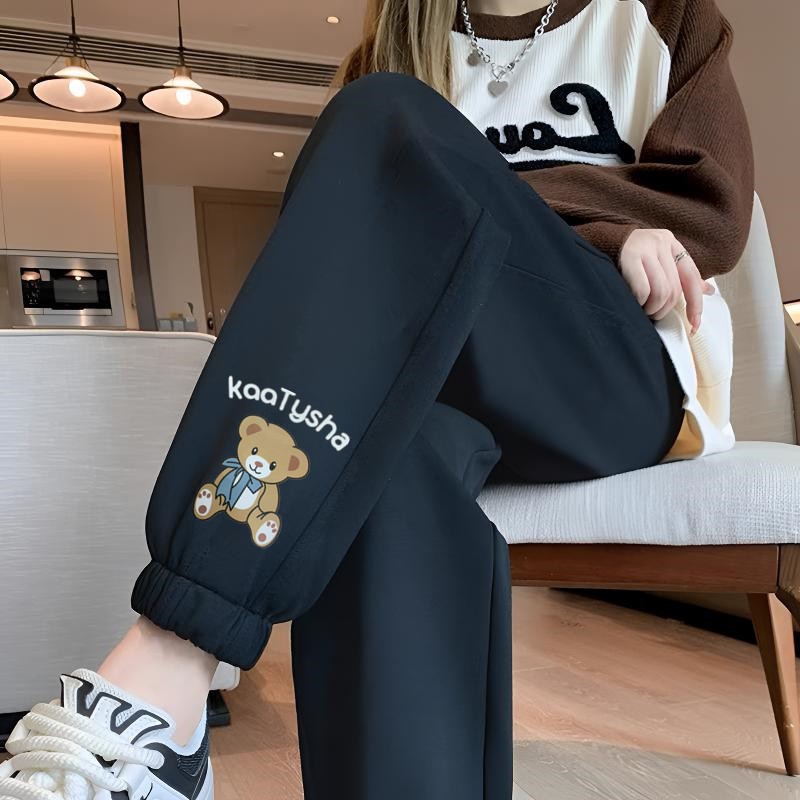 Kaa 곰 레깅스 얇은 검은 색 바지