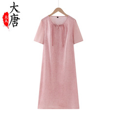中老年女妈妈夏装短袖连衣裙新中式国风夏季2025新款改良旗袍裙子