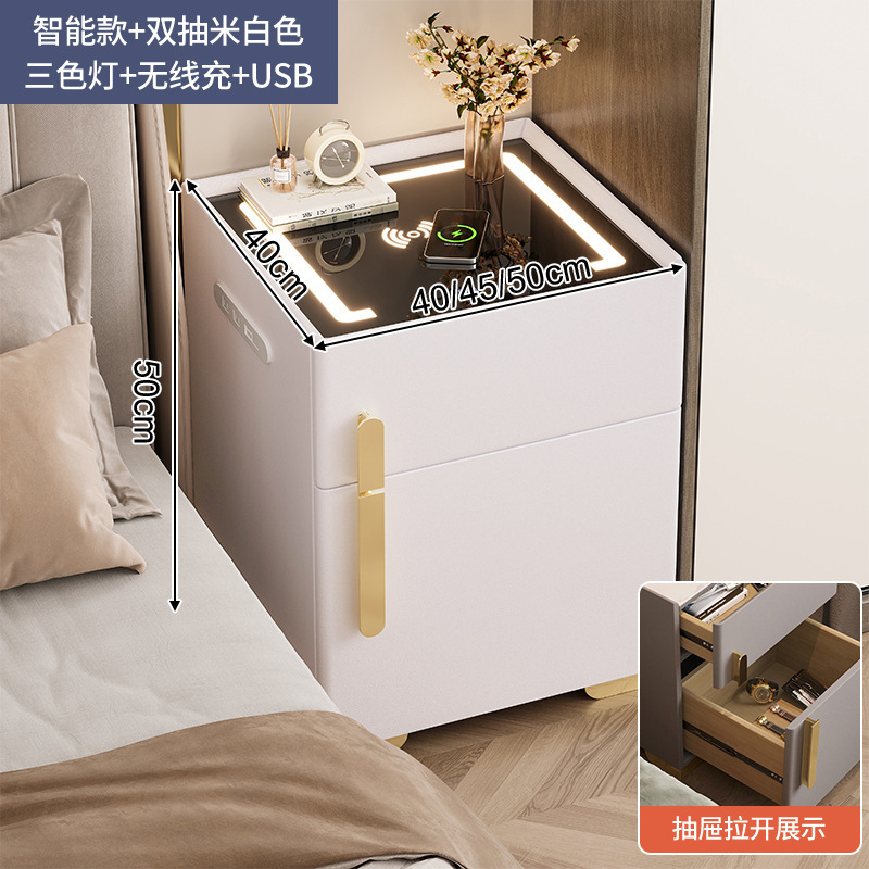 Mesita de noche inteligente caja fuerte todo en uno lujo ligero sensación de alta gama Dormitorio doméstico 2024 nueva caja fuerte multifuncional pequeña