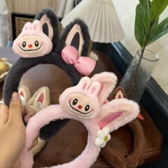 かわいいラブブ洗顔秋冬ヘアピン帽子圧力漫画ぬいぐるみ滑り止めメイクヘアアクセサリー蝶結び西洋スタイル