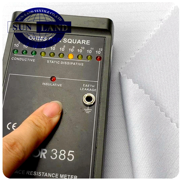 白导电丝防静电珠地布 无尘服面料 速干防静电网眼布  3.5%导电丝