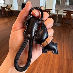 手作りの上質な皮の子犬の車のキーホルダーが可愛いです。