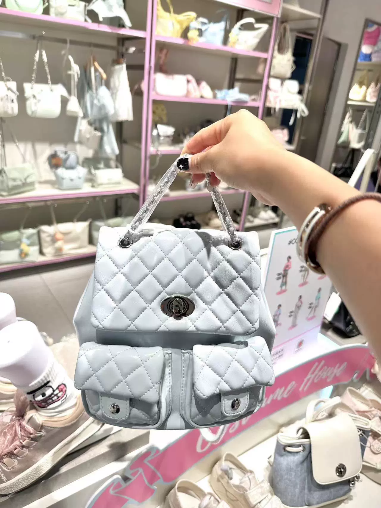 Рюкзак, сумка, цепочка с узором diamonds, стиль Chanel