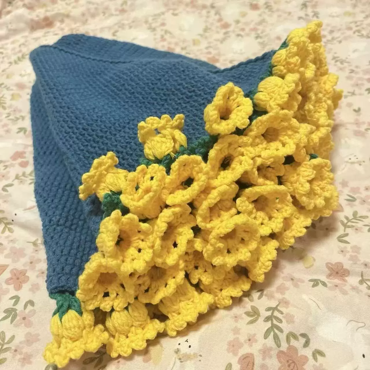 УТКВ набор из тканой стеганой простыни — комплект handmade букета пледа, 80 см, пряжа молочно-карамельного цвета