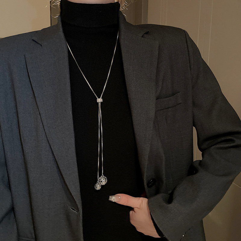 欧美跨境几何水滴高级感项链小众气质冷淡风毛衣链秋冬新款饰品女详情4