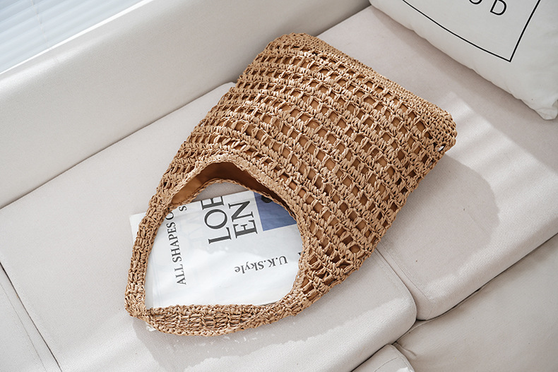 Women's Medium Straw Solid Color Vacation Beach Weave Square Zipper Straw Bag display picture 5