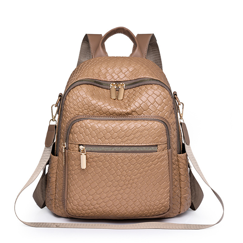 Amazon al por mayor 2024 nuevas señoras casuales PU multifunción mochila de viaje al aire libre tejido de moda