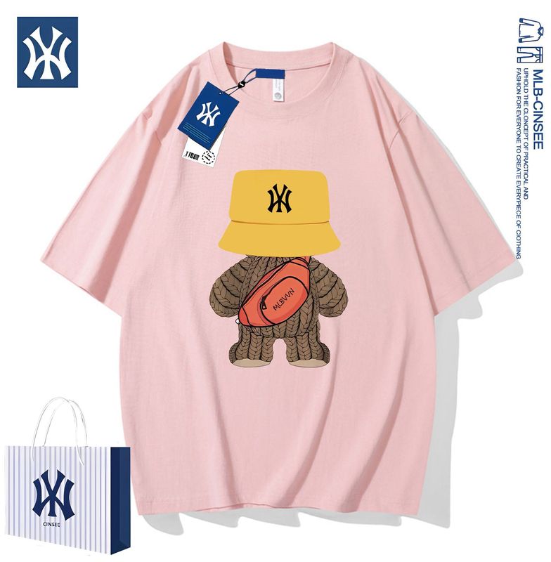 2025 夏 MLB&NY ファッション多用途ピュアコットン Tシャツメンズトレンディブランドライト高級漫画プリントユニセックス半袖|undefined