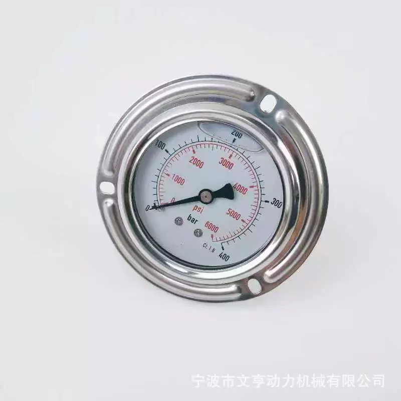 Y60 Цельностальной осевой интегрированный ребристый фланец Масляный сейсмический манометр Класс 1,6 Wenheng Power Factory Выход