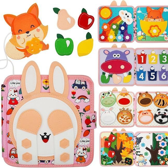 Educación temprana dibujos animados fieltro libro de tela transfronteriza Montessori bebé niños libro tranquilo Desarrollo Inteligencia Rainbow Book 3D ESTÉREO