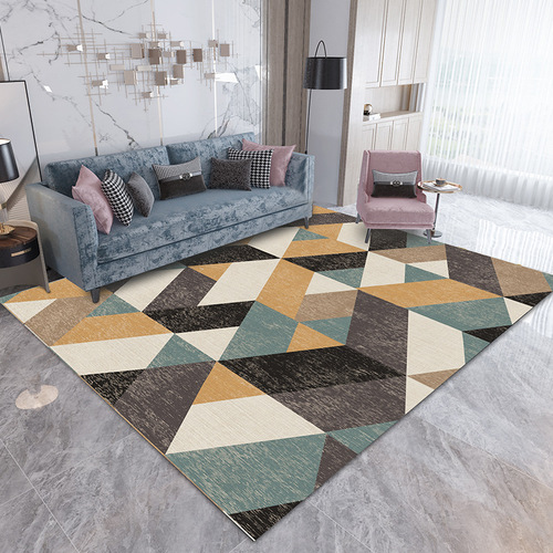 Nordic light luxury rug for bedroom bed side rug geometric living room coffee table pad office patchwork area rug in Instagram style