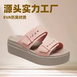 新款cross布鲁克林洞洞鞋EVA舒适轻便厚底增高拖鞋双带女凉鞋