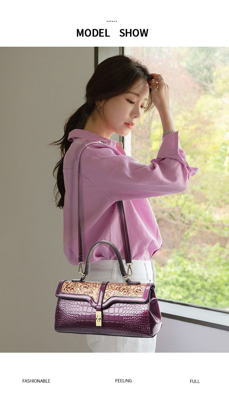 Nuova borsa da donna in pelle lucida, borsa a tracolla, borsa a tracolla con stampa nobile, borsa a tracolla alla moda, borsa da mamma, multiscomparto_voghion.com