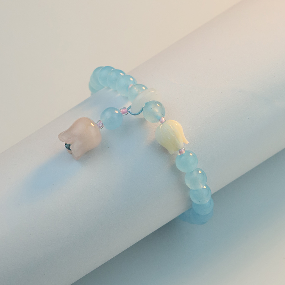 Templo con flores de tulipán de alta calidad, pulseras de nicho de diseño, pulseras de cristal al por mayor.