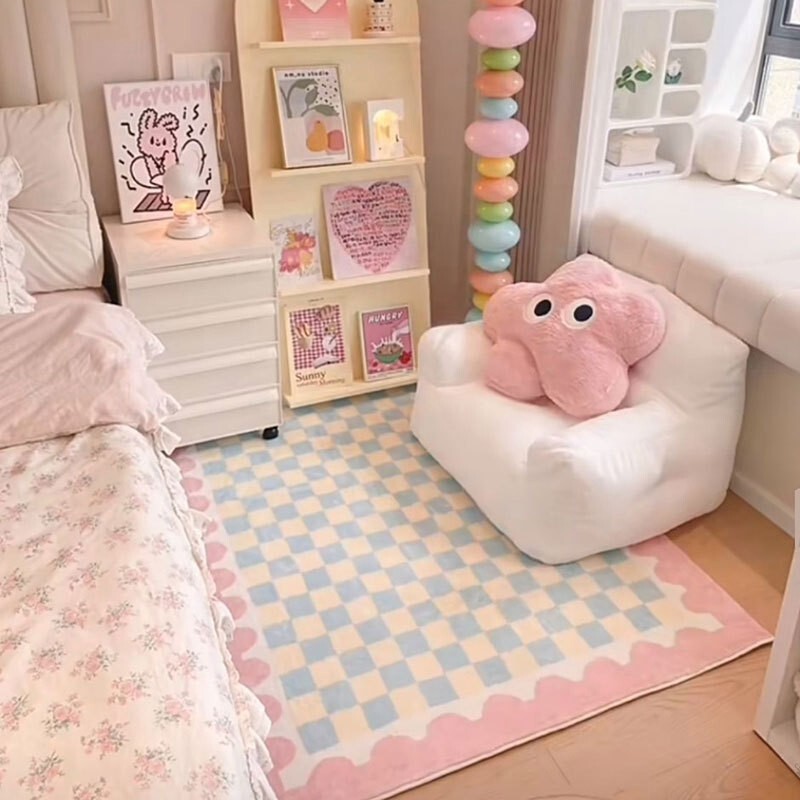 Cute Living Room Carpet Ins Style Imitation Cashmere Carpet Universal Bedroom Girl Pink Bedside Blanket for All Seasons Cute Living Room Carpet Ins Style Imitation Cashmere Carpet Universal Bedroom Girl Pink Bedside Blanket for All Seasons