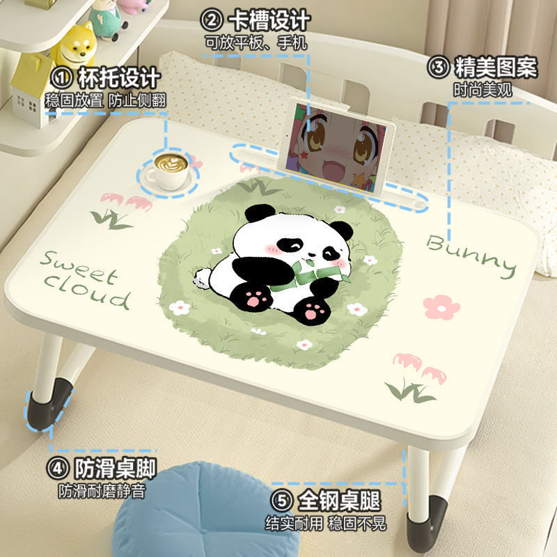 熊猫床上小桌子宿舍学生学习可小桌板写字可折叠卡通懒人桌|undefined