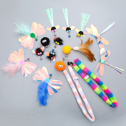 Cat toy plush feather wand replacement set DIY cat self-entertaining toy pet supplies factory