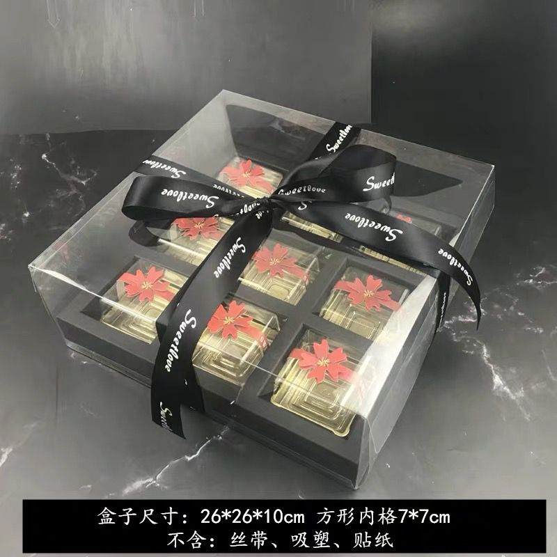 Caja de embalaje de pastel de luna transparente, 4 cápsulas, 6 cápsulas, caja de regalo, bolsa de regalo, caja de embalaje de huevo a medida, piel de hielo, luna
