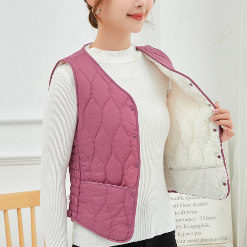 2025 New Arrival Women's Fleece-Lined, Thickened Down Vest: Slim Fit, Short Design, Warm Inner Layer with V-Neck—Versatile & Elegantly Chic
