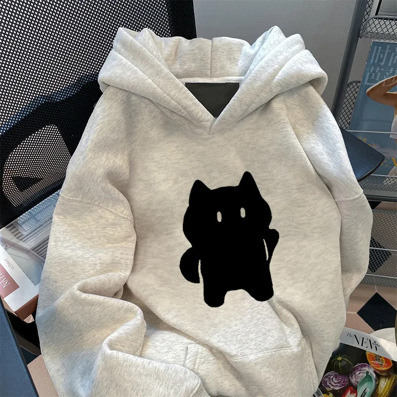 纯棉美式慵懒风连帽卫衣女秋冬休闲宽松oversize小个子情侣外套男