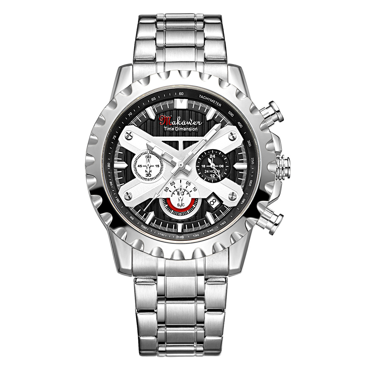 실버 쉘 블랙 표면 실버 스틸 벨트