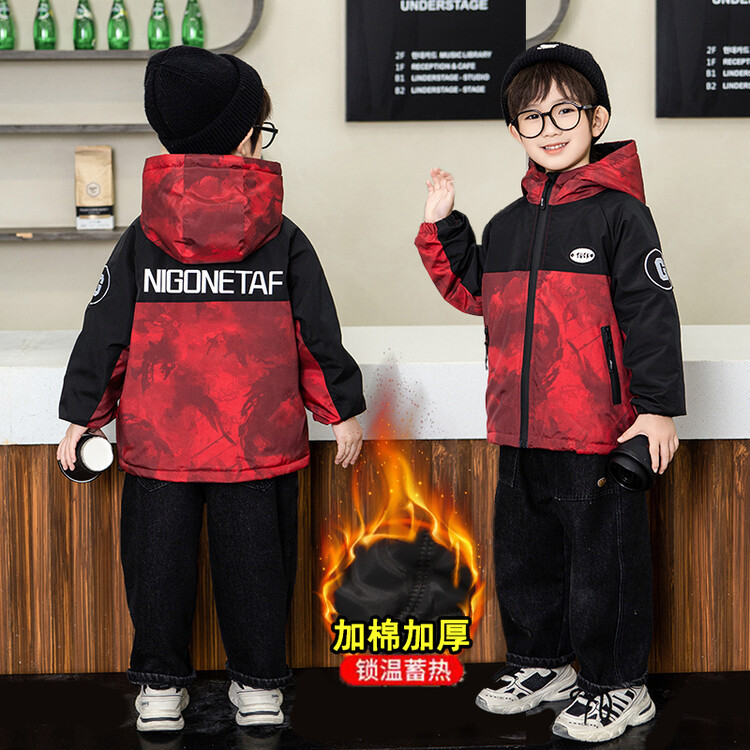 2024 새로운 어린이 대외 무역 겨울 넥타이 염색 스티칭 재킷 누빔안감 따뜻한 3 방수 면봉 재킷