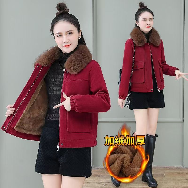Coat Short Pike Dress Women's Wool Collar Cotton-padded Jacket New Fashion Ladies plus size Winter Clothing Southeast Asia Cross-border Wholesale Coat Short Pike Dress Women's Wool Collar Cotton-padded Jacket New Fashion Ladies plus size Winter Clothing Southeast Asia Cross-border Wholesale