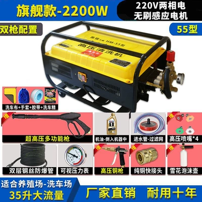Car washing machine — Gun Farm High-Pressure Cleaning Machine - 10m-explosion-proof-pipe-flagship-220v-2200w-double-gun-large-foam-pot-4-nozzles