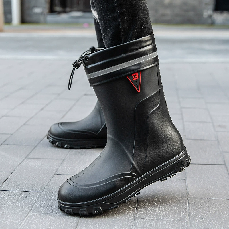 Новые модные мужские резиновые сапоги зимой хлопок бандаж дикие водонепроницаемые сапоги дождя наружная резиновая обувь оптом