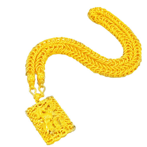 Vietnamese sand gold necklace men's rough-plated 24K gold Thai keel simulated gold chain jewelry 999 long-term non-fading