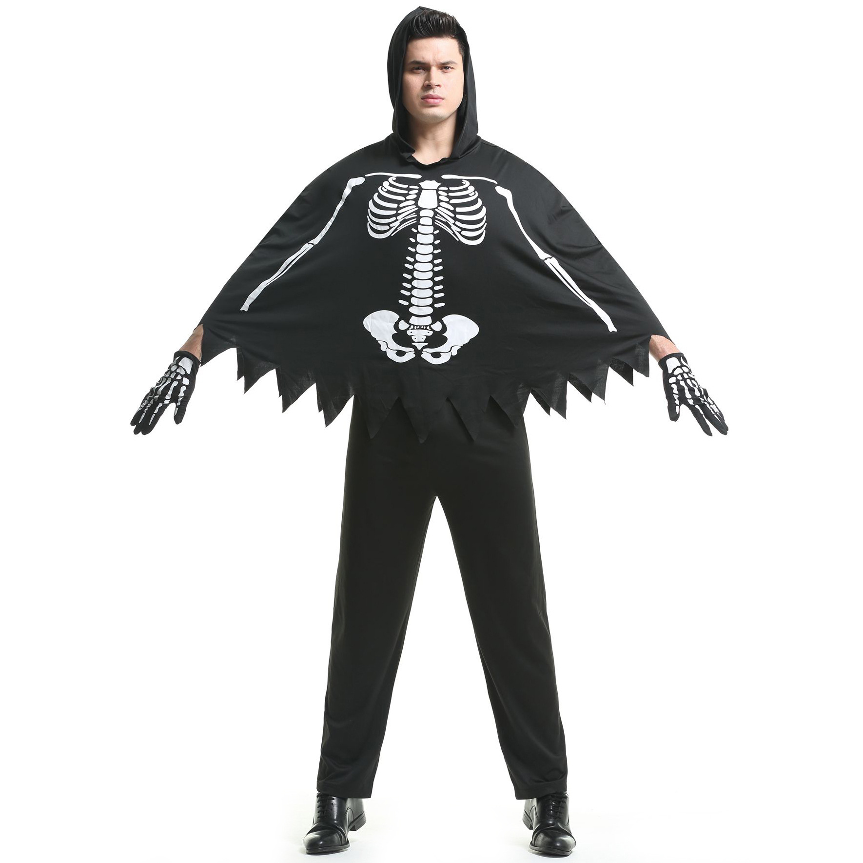 thumbnail image 1 of Disfraces de Halloween 2024 M-XL Capa de calavera de la muerte para hombre Disfraz de pareja Disfraz de Halloween Capa de esqueleto aterradora divertida, 1 of 5